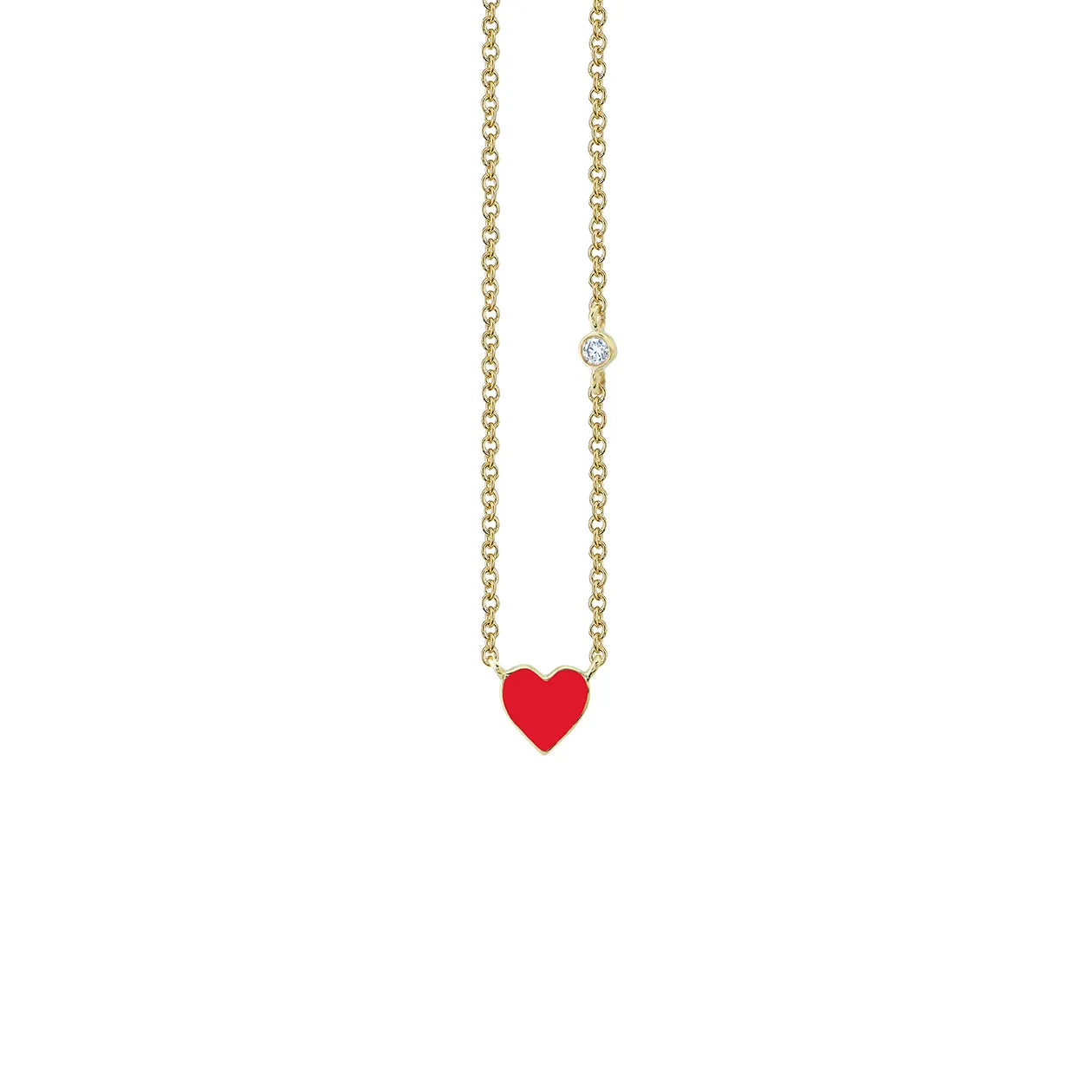 Gold & Enamel Mini Heart Necklace