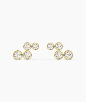 Gold Bezel Diamond Cluster Earrings