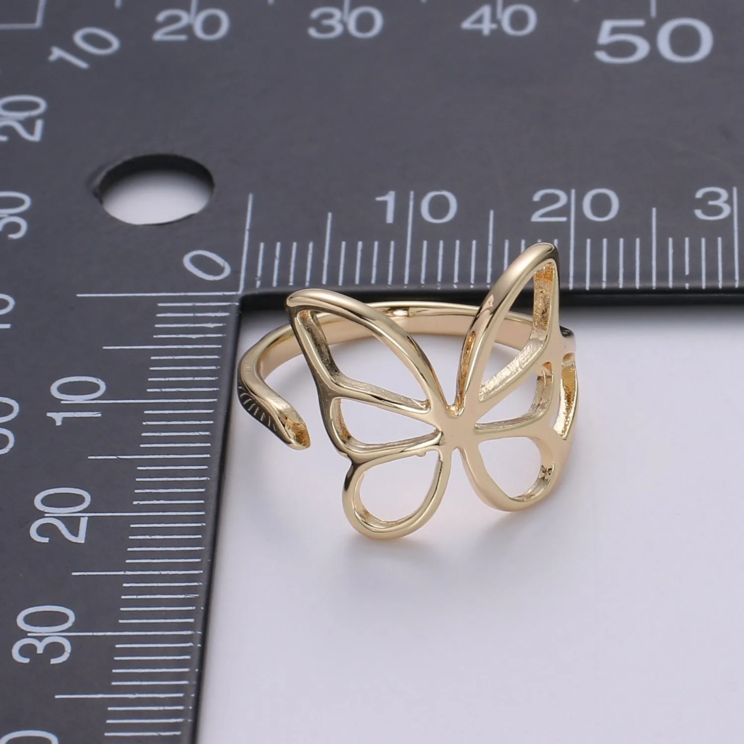 Gold Butterfly Ring, Mariposa Ring, Monarch Ring, Bold Gold Open Adjustable Knot Ring, Animal Gold Minimalist Ring O-314
