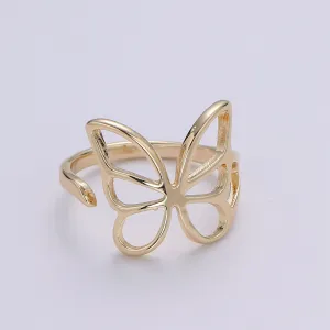 Gold Butterfly Ring, Mariposa Ring, Monarch Ring, Bold Gold Open Adjustable Knot Ring, Animal Gold Minimalist Ring O-314