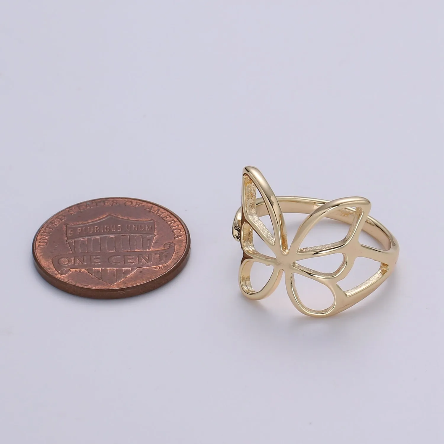 Gold Butterfly Ring, Mariposa Ring, Monarch Ring, Bold Gold Open Adjustable Knot Ring, Animal Gold Minimalist Ring O-314