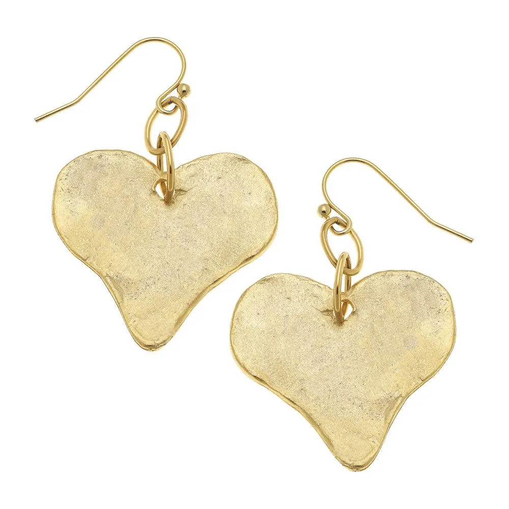 Gold Heart Dangle Earrings