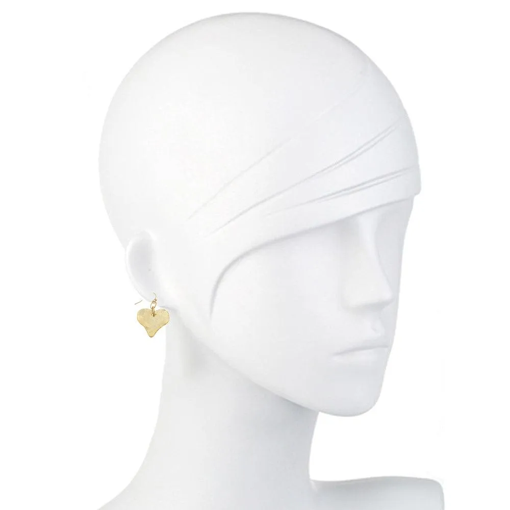 Gold Heart Dangle Earrings