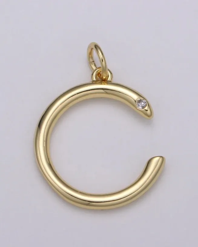 Gold Minimalist CZ Initial Charm