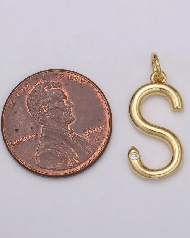 Gold Minimalist CZ Initial Charm