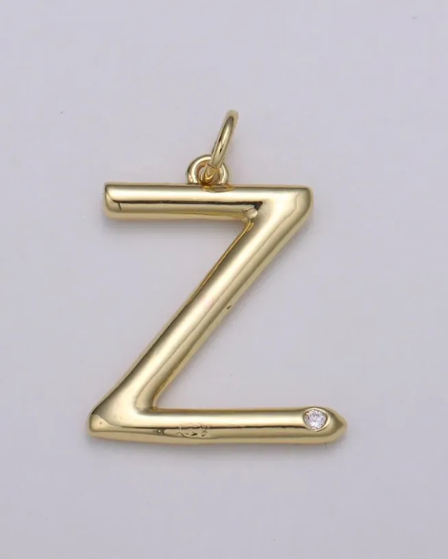 Gold Minimalist CZ Initial Charm