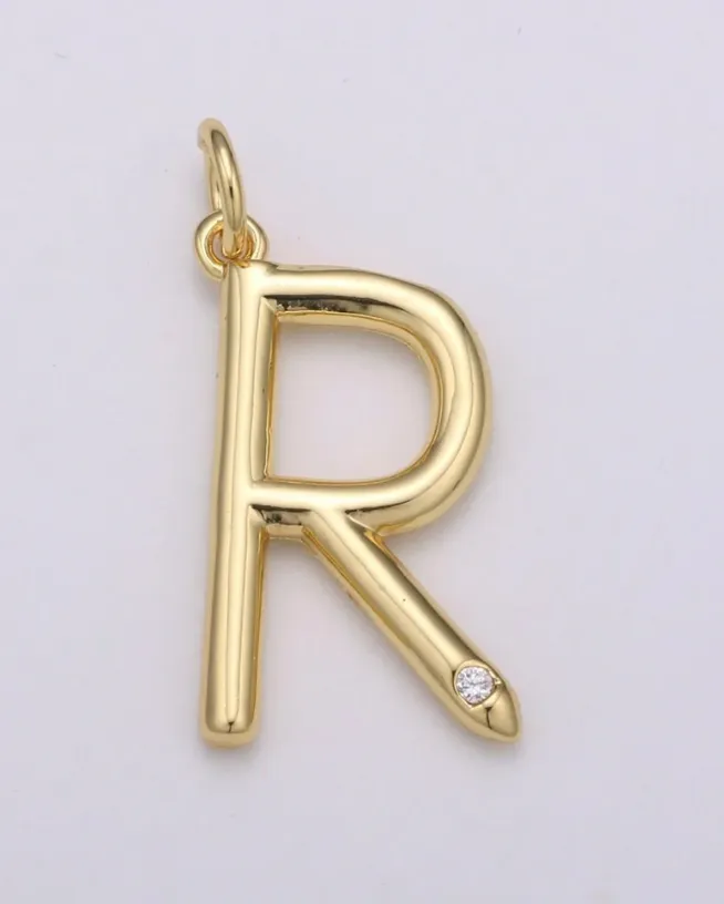 Gold Minimalist CZ Initial Charm