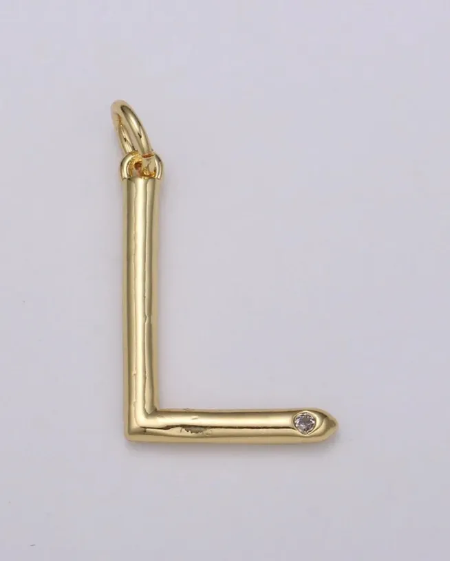 Gold Minimalist CZ Initial Charm