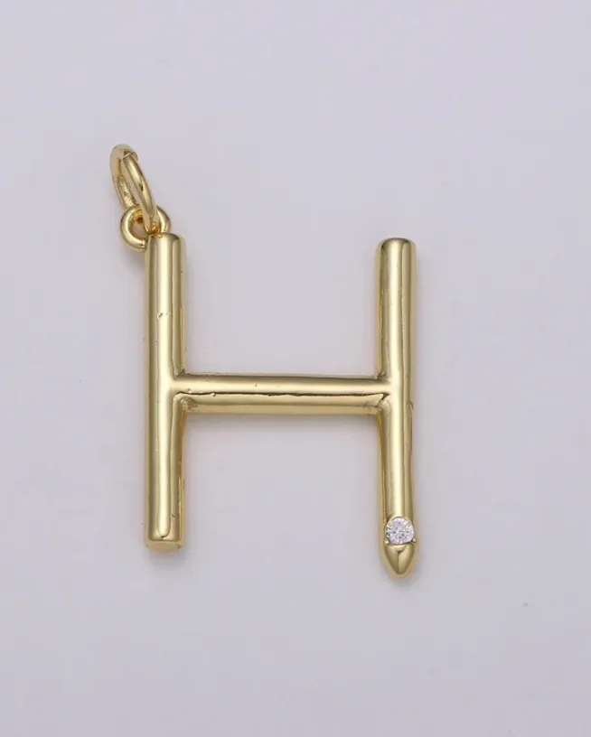 Gold Minimalist CZ Initial Charm