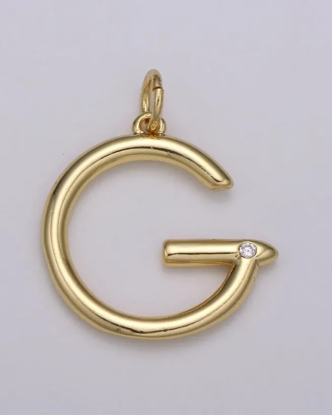 Gold Minimalist CZ Initial Charm