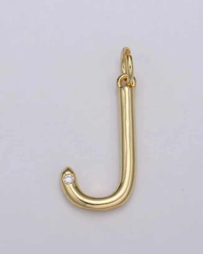 Gold Minimalist CZ Initial Charm