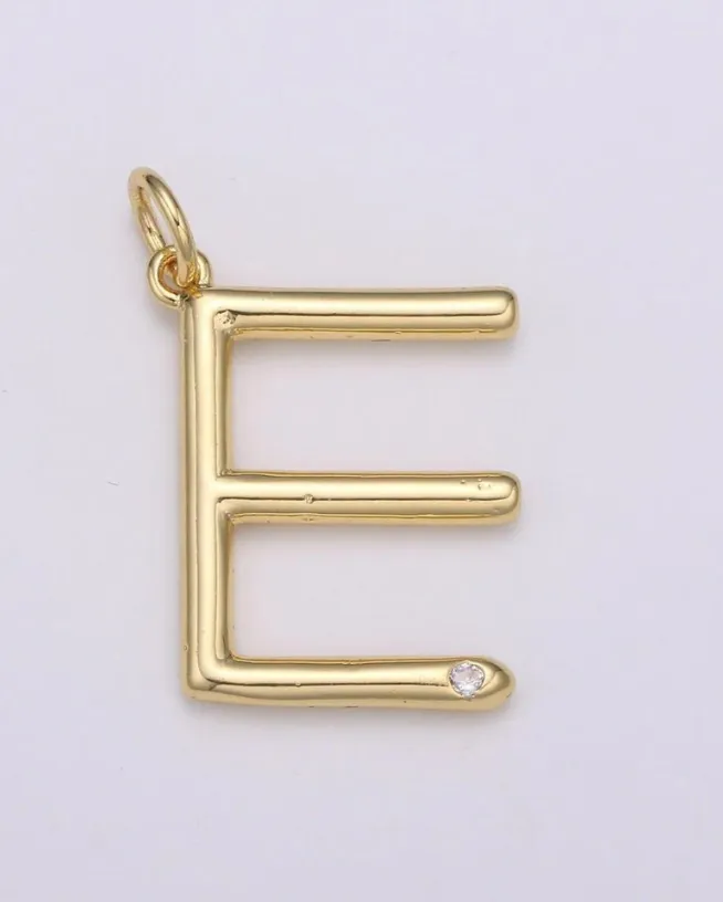 Gold Minimalist CZ Initial Charm