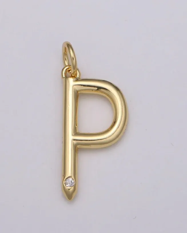 Gold Minimalist CZ Initial Charm