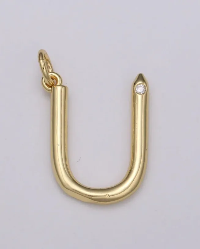 Gold Minimalist CZ Initial Charm