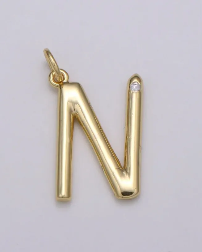 Gold Minimalist CZ Initial Charm