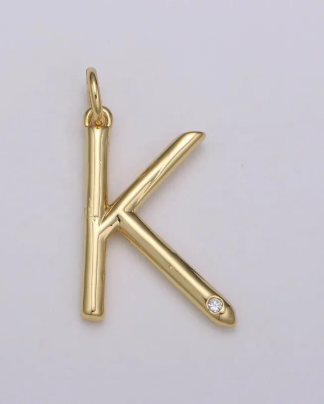 Gold Minimalist CZ Initial Charm