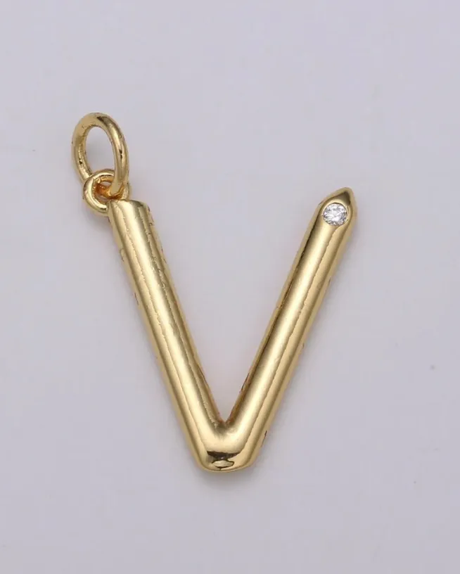 Gold Minimalist CZ Initial Charm