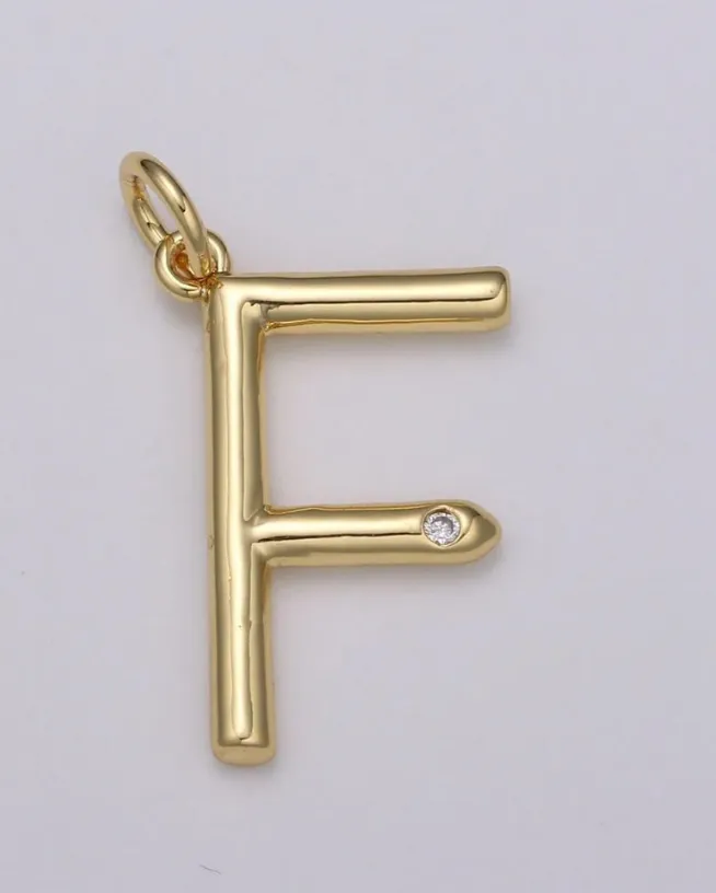 Gold Minimalist CZ Initial Charm