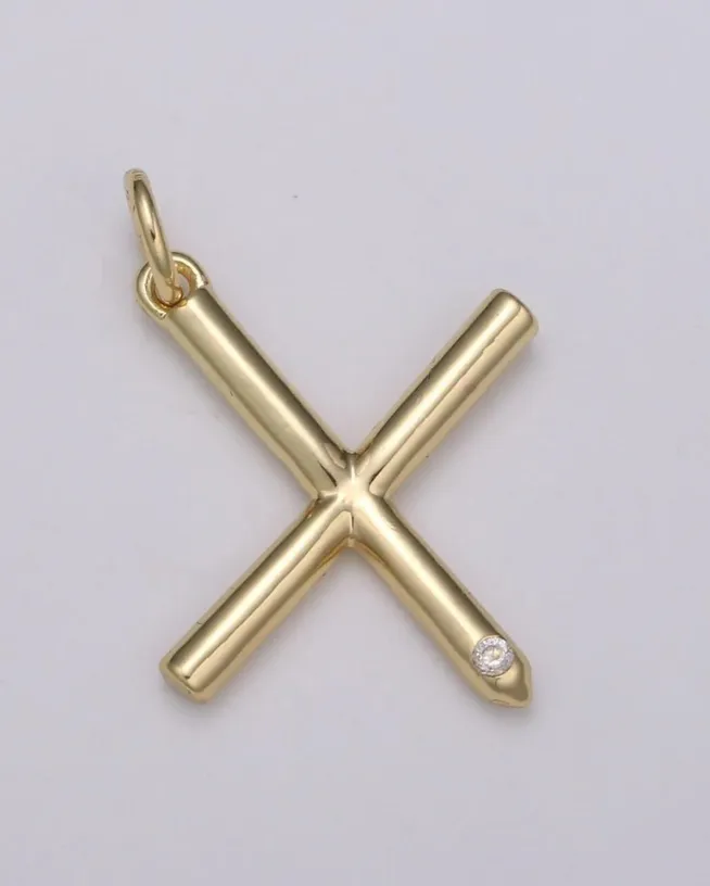 Gold Minimalist CZ Initial Charm