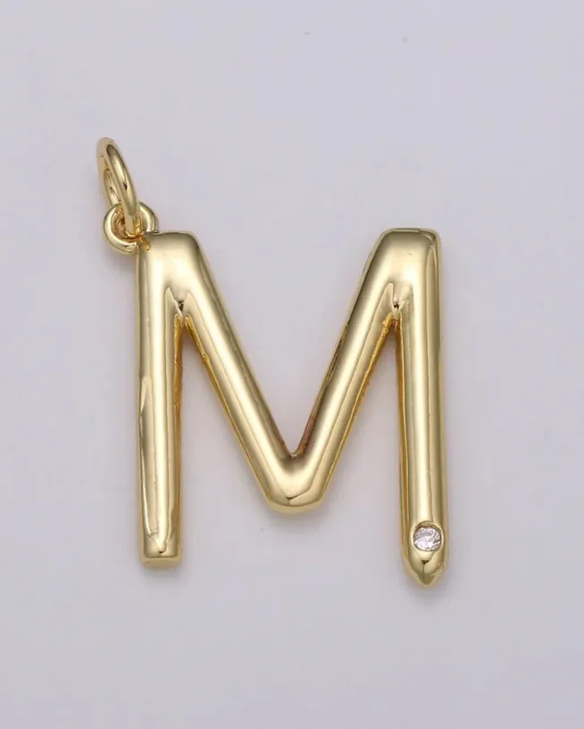 Gold Minimalist CZ Initial Charm
