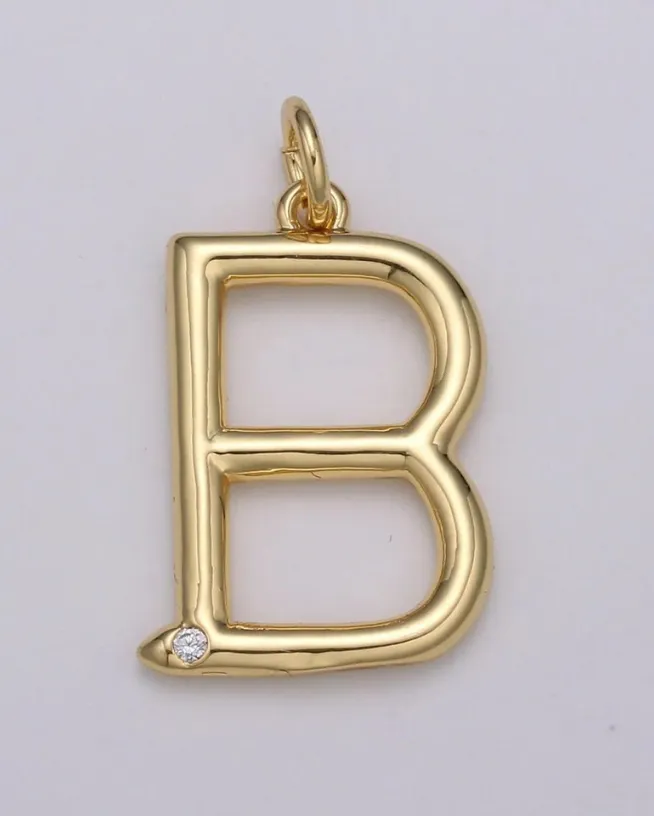 Gold Minimalist CZ Initial Charm