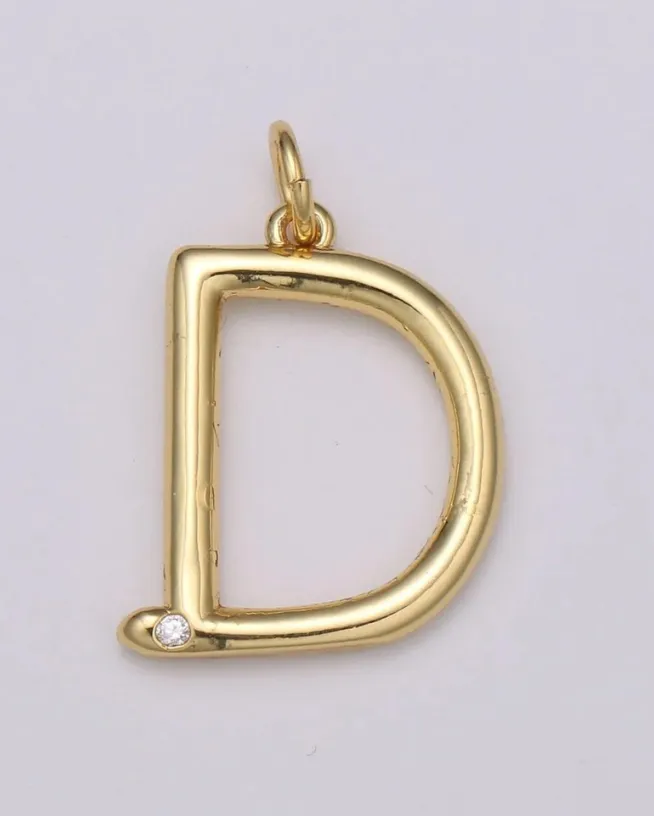 Gold Minimalist CZ Initial Charm