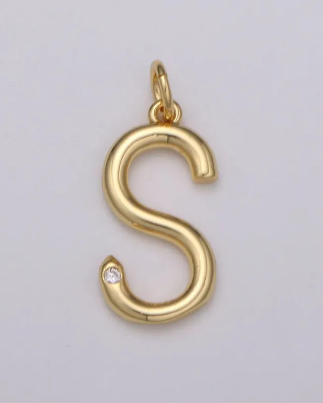 Gold Minimalist CZ Initial Charm