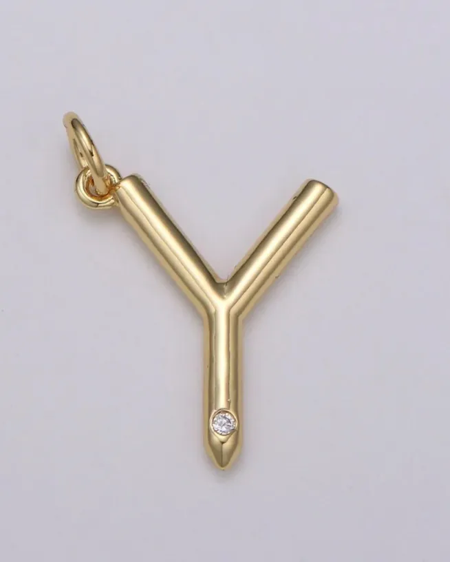 Gold Minimalist CZ Initial Charm