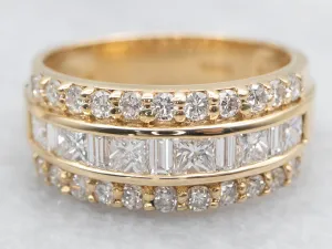 Gold Mixed-Cut Diamond Stacking Band