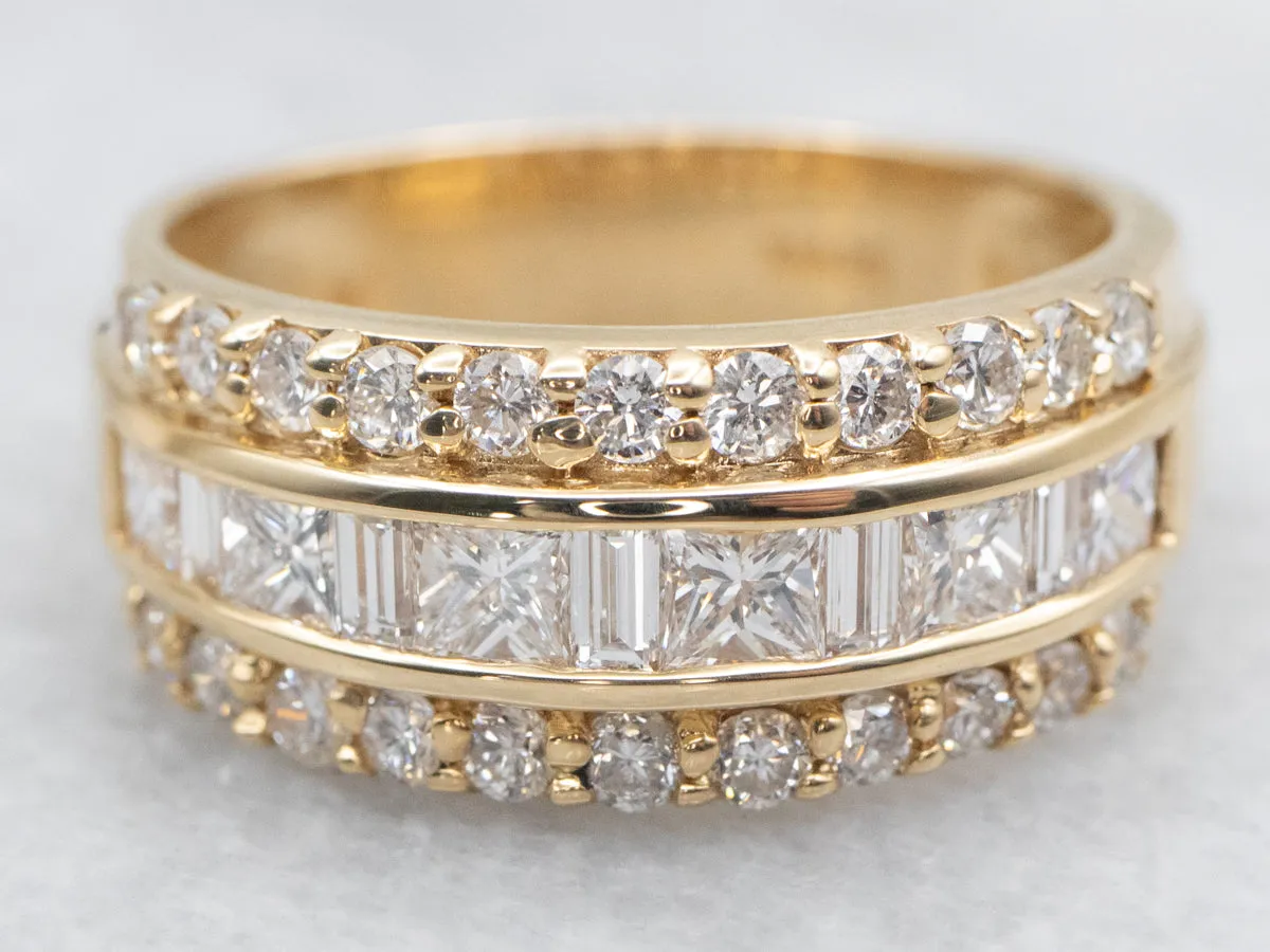 Gold Mixed-Cut Diamond Stacking Band