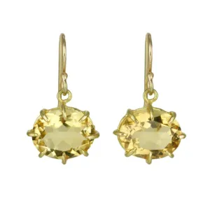 Gold Oval Faceted Citrine Earrings