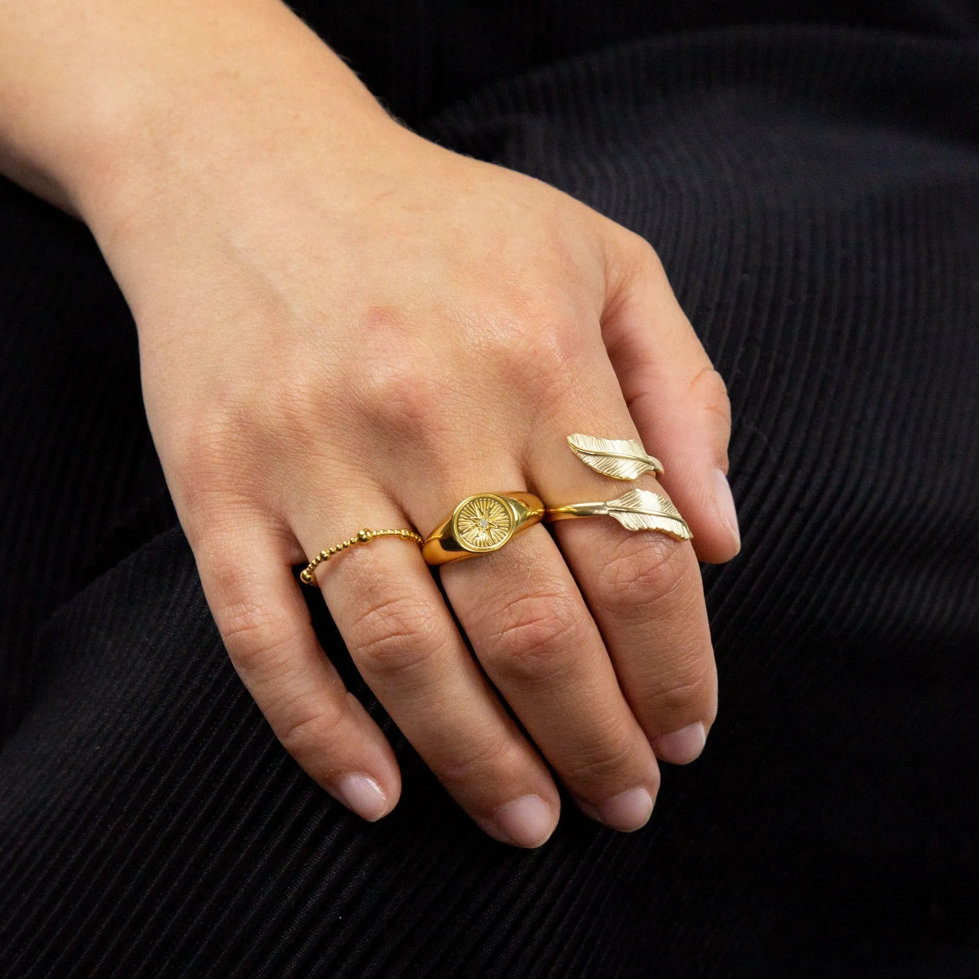 Gold Plated Beaded Band Ring