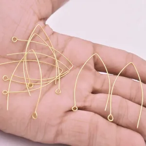 Gold Plated French Ear Wire Hooks For Craft - 50mm