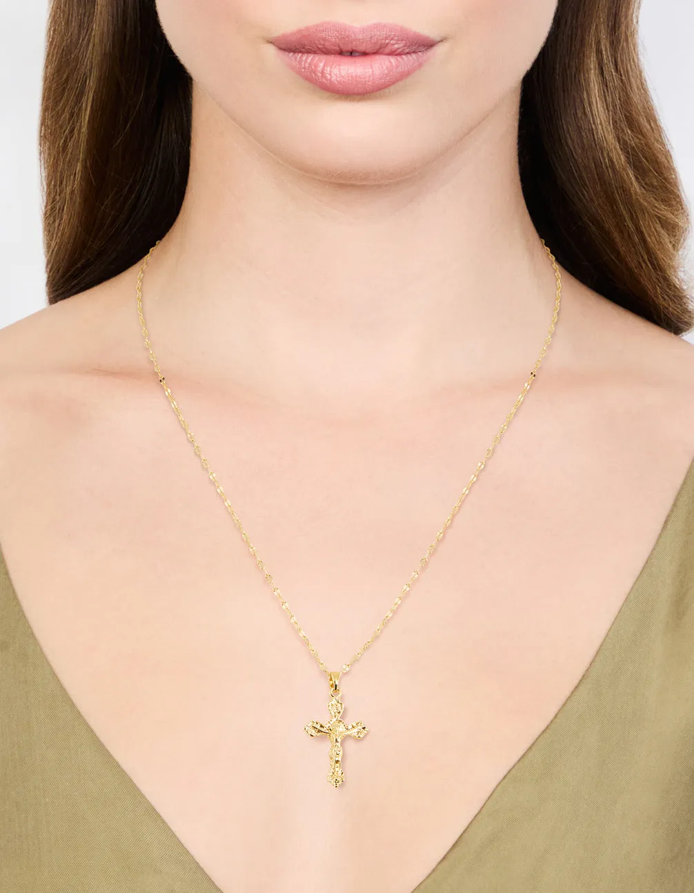 Gold Plated Vintage Cross Pendant Necklace