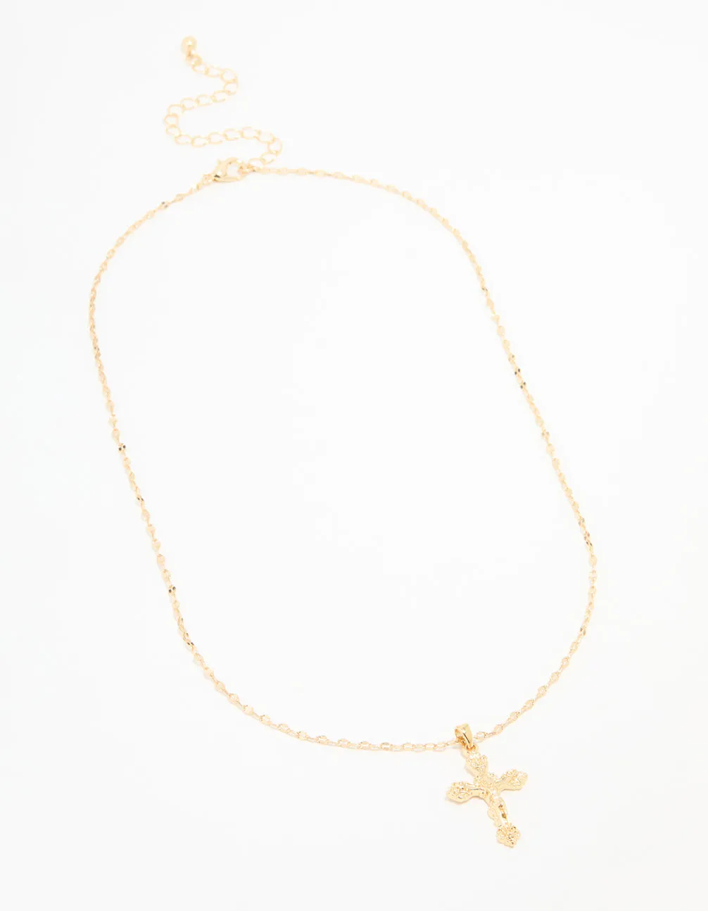 Gold Plated Vintage Cross Pendant Necklace