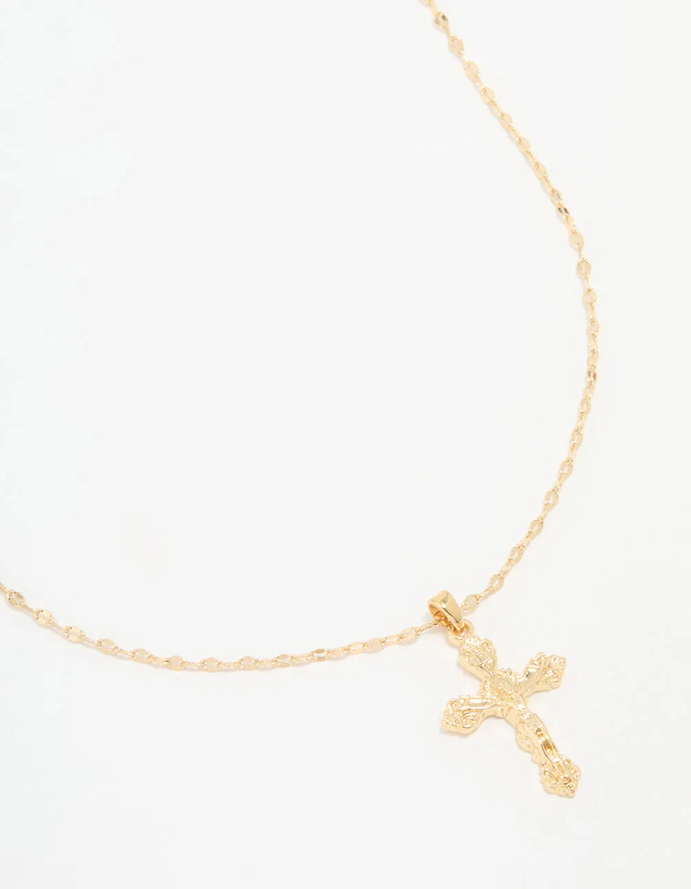 Gold Plated Vintage Cross Pendant Necklace
