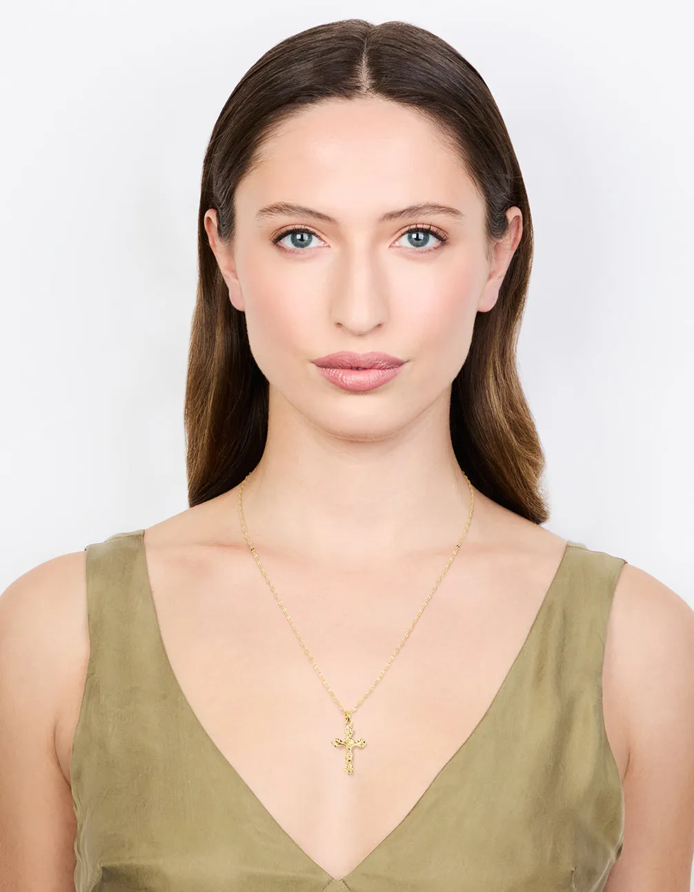 Gold Plated Vintage Cross Pendant Necklace