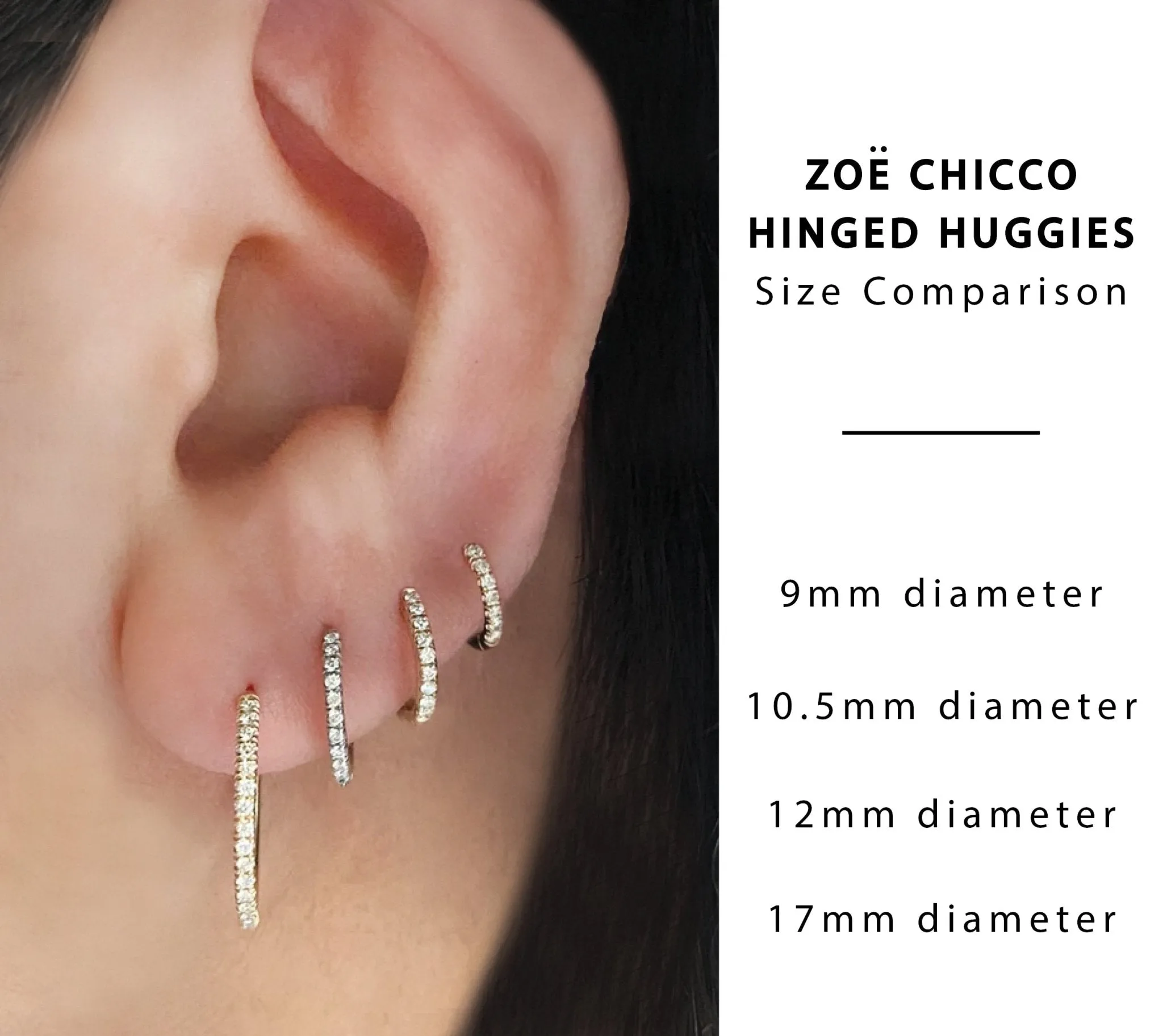 Gold Small Hinged Pave Diamond Hoop Earring