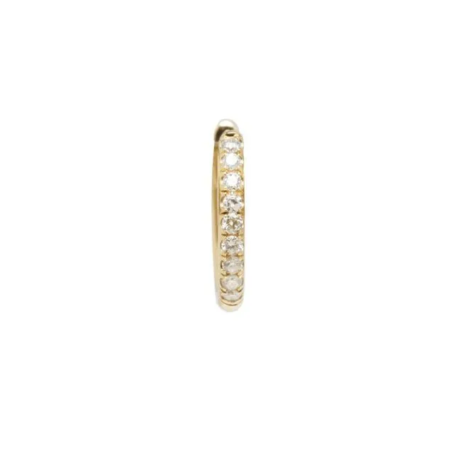Gold Small Hinged Pave Diamond Hoop Earring