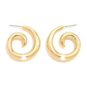 Gold Tone Swirl Hoop Earrings
