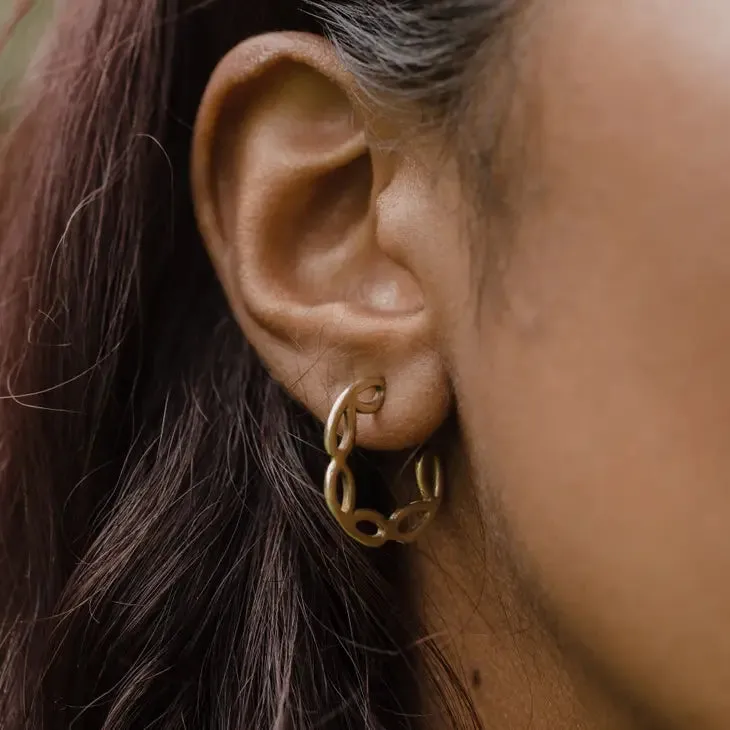 Goldeluxe Jewelry - Small Petal Flower Inspired Hoop Earrings (Brass)