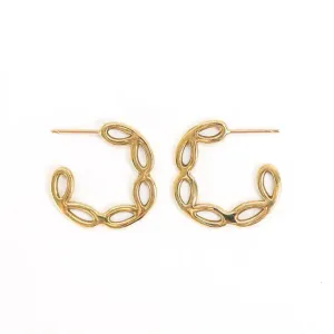 Goldeluxe Jewelry - Small Petal Flower Inspired Hoop Earrings (Brass)