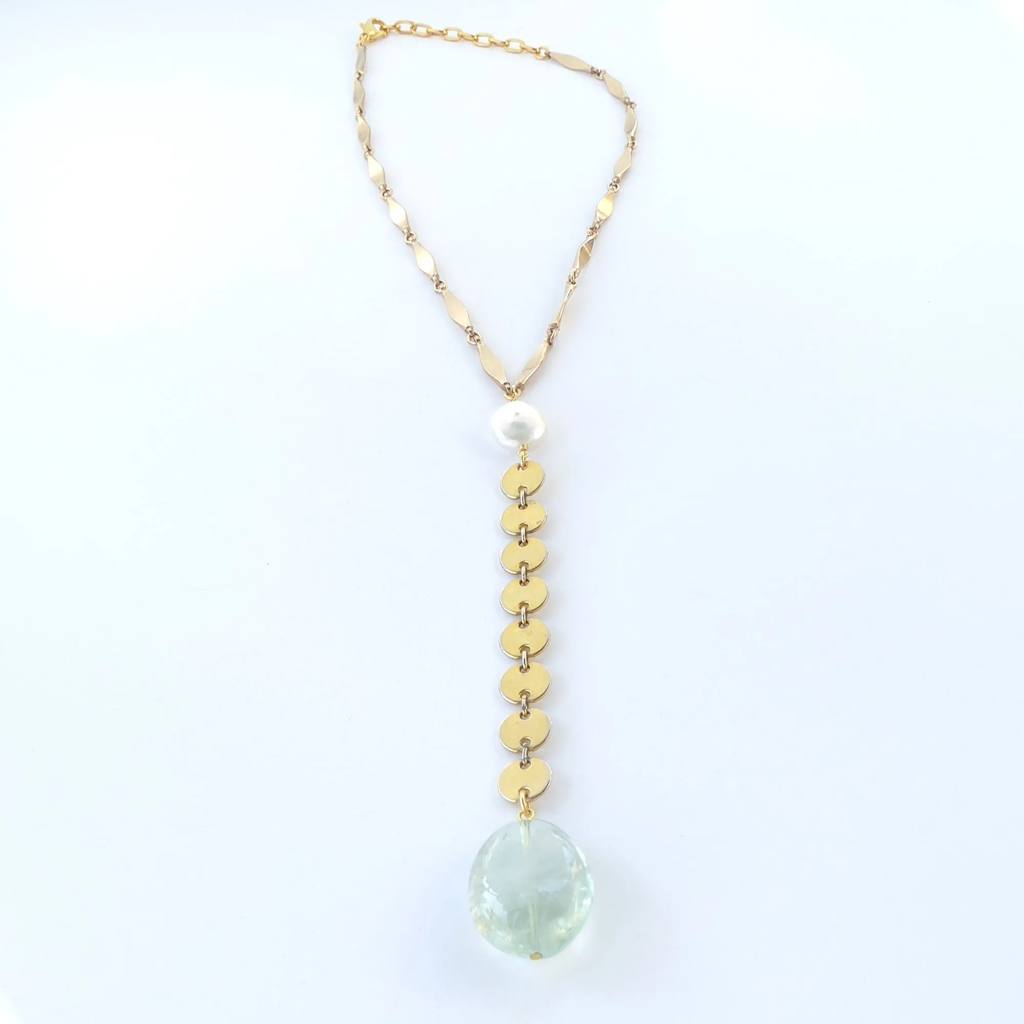 Green amethyst drop necklace