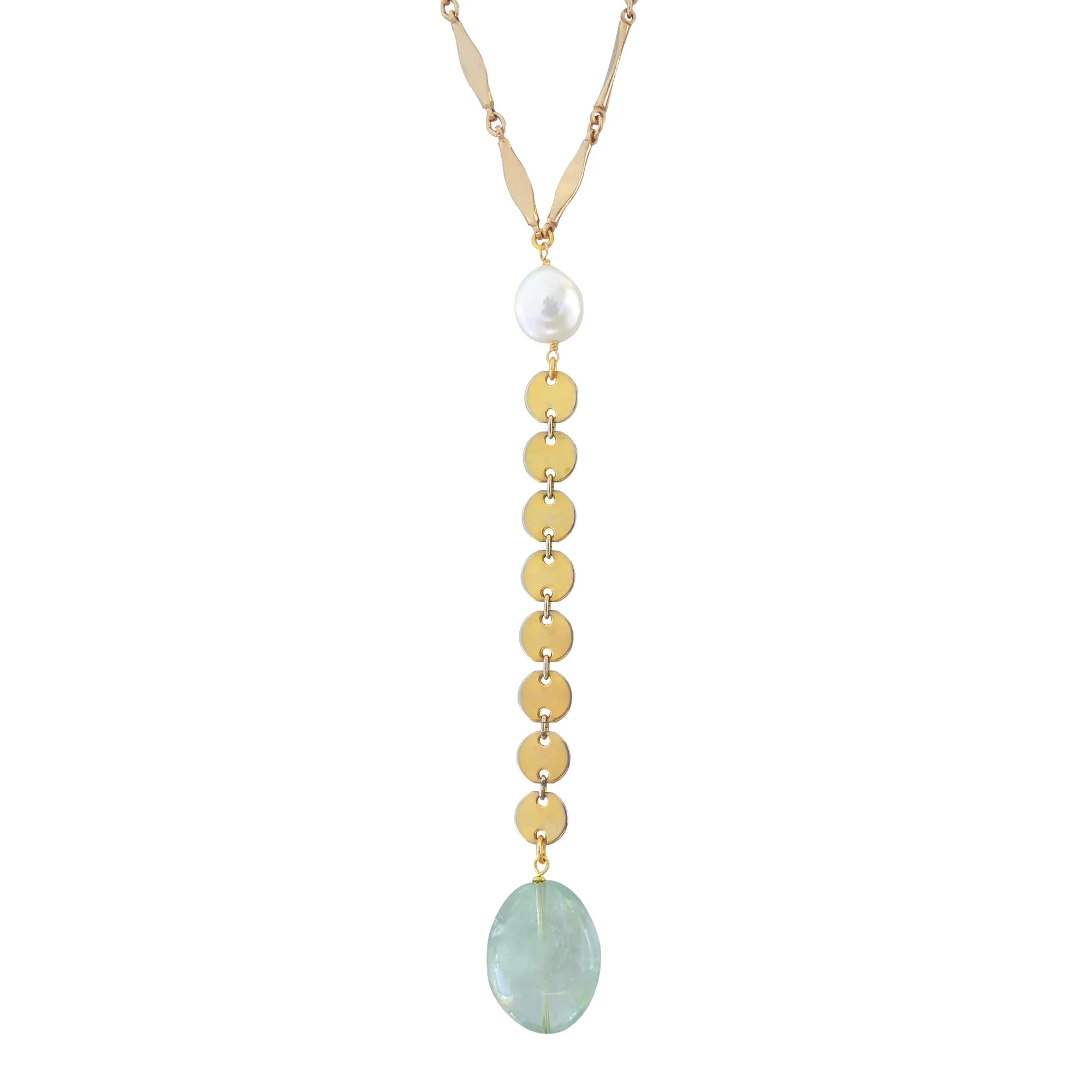 Green amethyst drop necklace