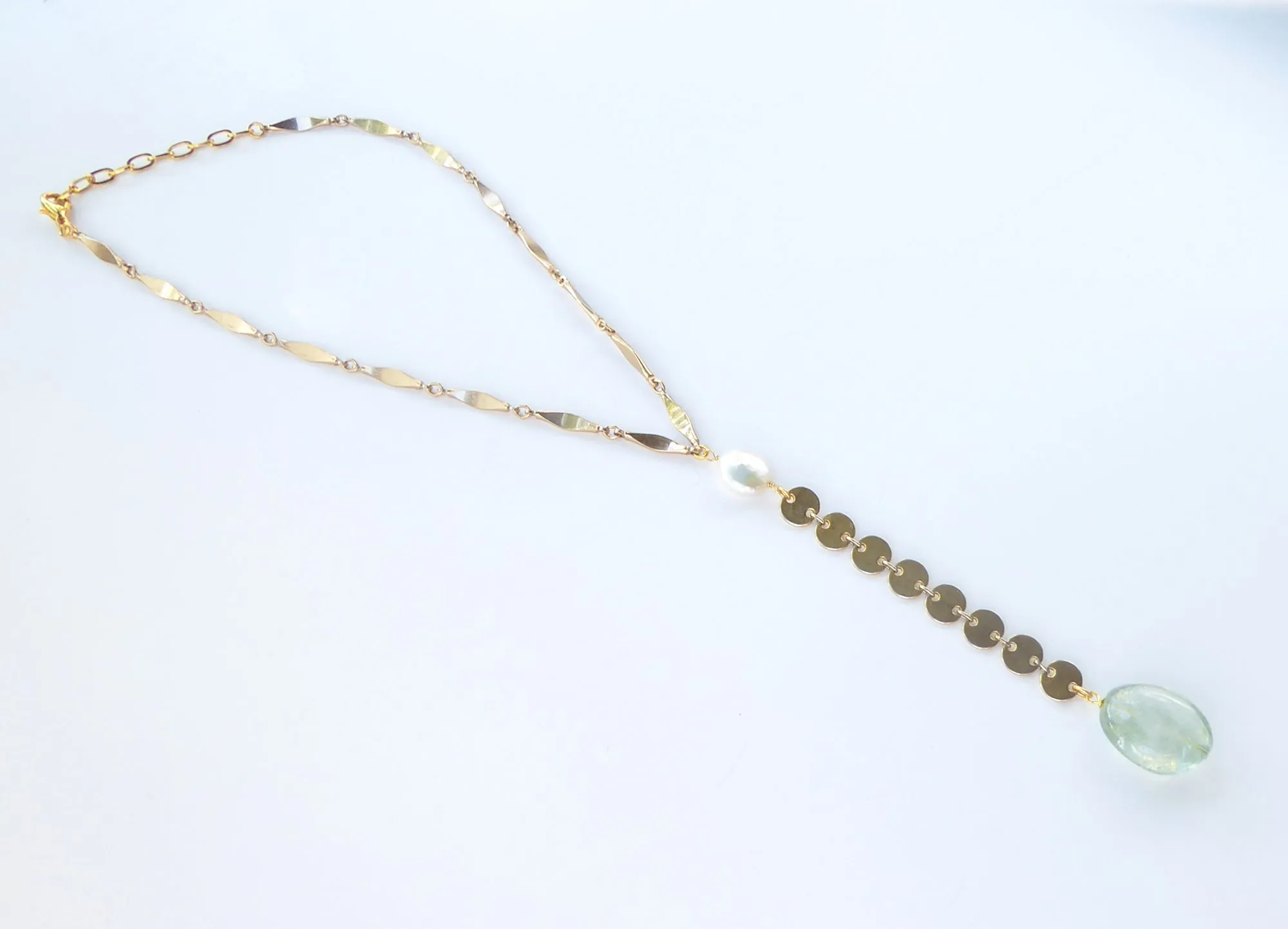 Green amethyst drop necklace