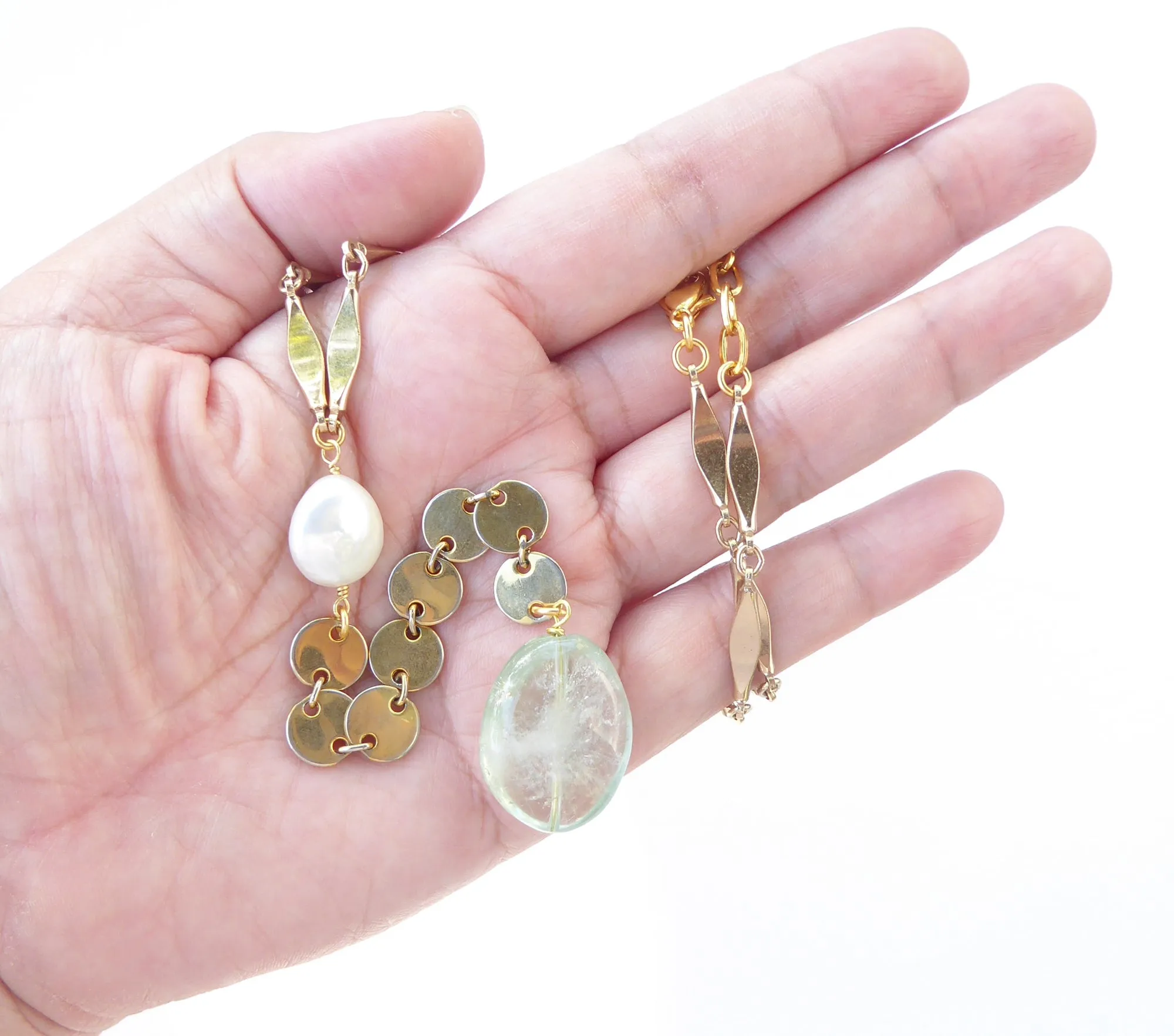 Green amethyst drop necklace