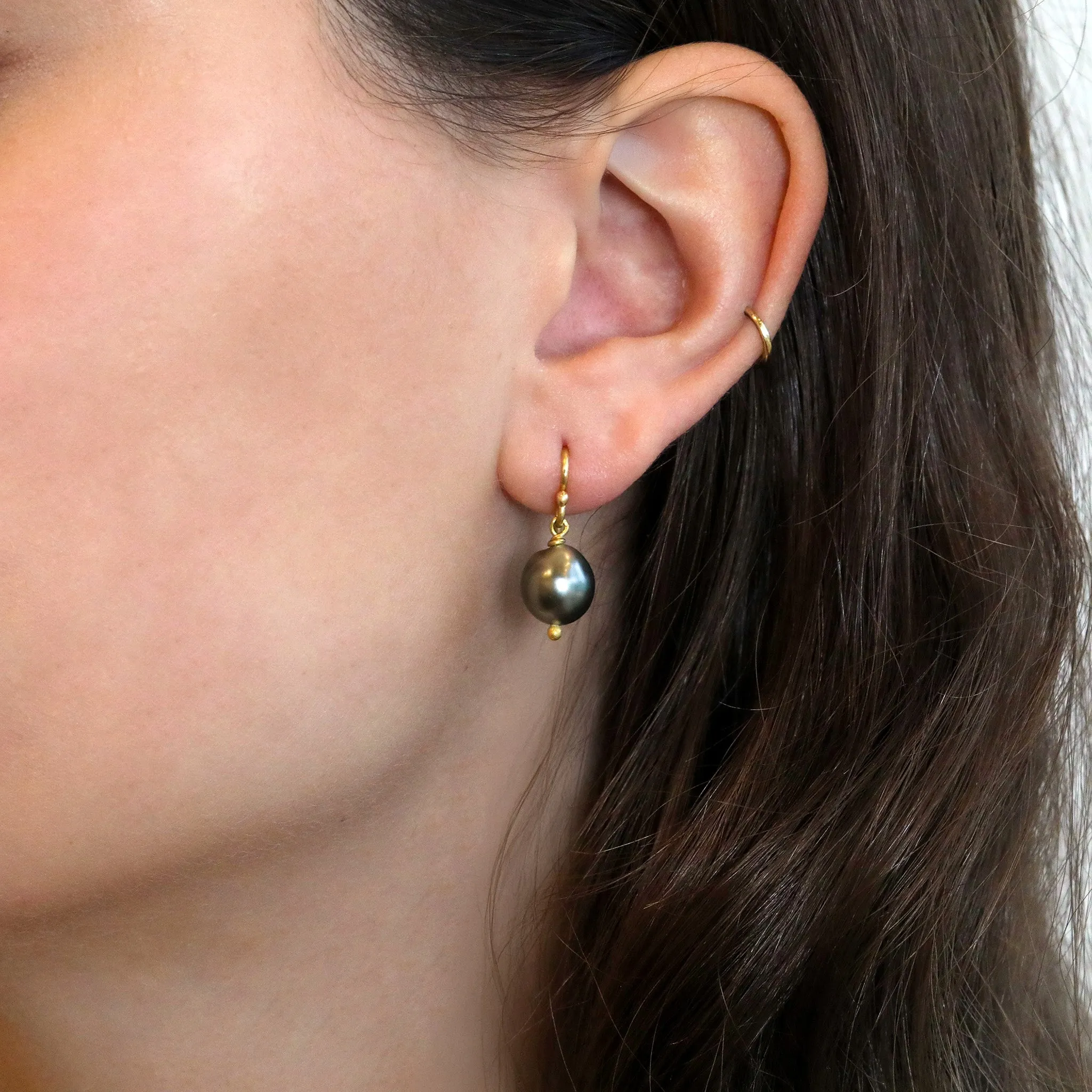 Grey Keshi Pearl Drop Earrings