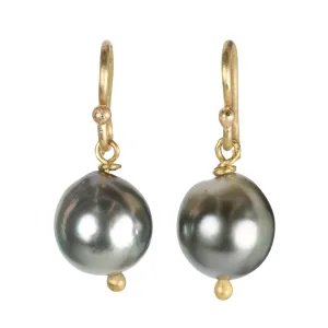 Grey Keshi Pearl Drop Earrings