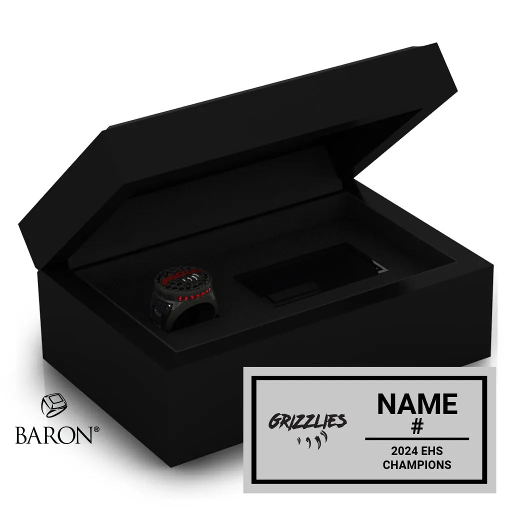 Grizzlies EHS Softball 2024 Championship Black Standard Window Ring Box