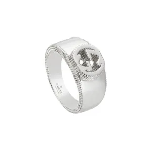 Gucci Silver Interlocking Textured G Ring